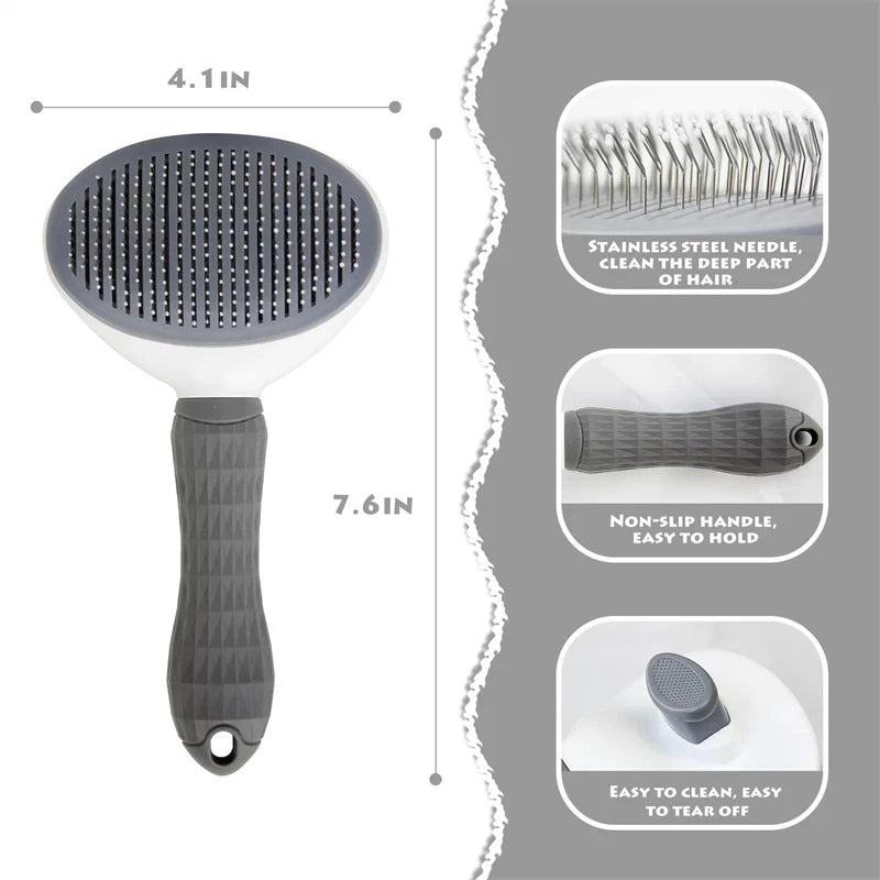 Cat Brush Remove Hair Pet Hair Removal Comb for Cats Non-Slip Grooming Brush Stainless Steel Dog Combs Brushes Cat Accessories
