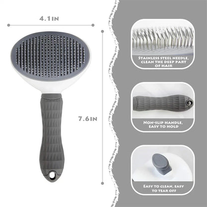Cat Brush Remove Hair Pet Hair Removal Comb for Cats Non-Slip Grooming Brush Stainless Steel Dog Combs Brushes Cat Accessories