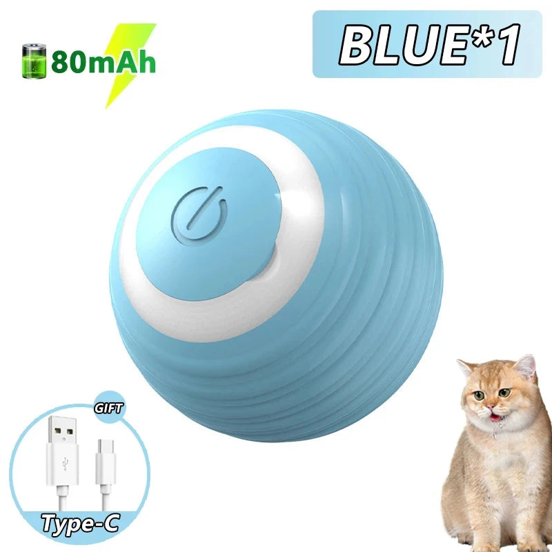 Cat Interactive Ball Toys Automatic Rolling Ball Faux Tail Rechargeable Smart Pet Electric Toy Dog Cat Training Imitate Mouse