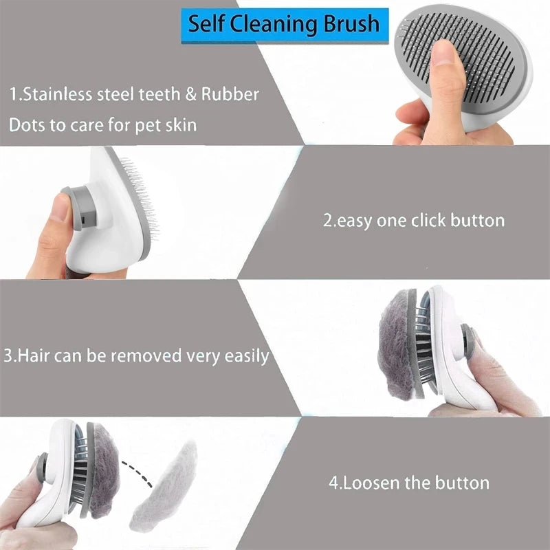 Cat Brush Remove Hair Pet Hair Removal Comb for Cats Non-Slip Grooming Brush Stainless Steel Dog Combs Brushes Cat Accessories
