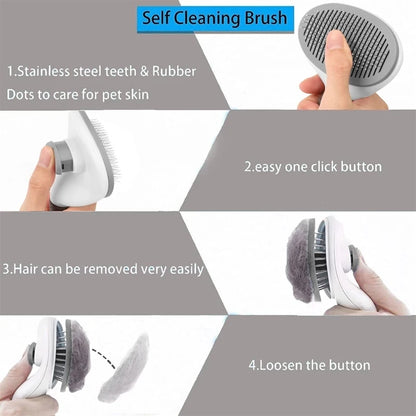 Cat Brush Remove Hair Pet Hair Removal Comb for Cats Non-Slip Grooming Brush Stainless Steel Dog Combs Brushes Cat Accessories