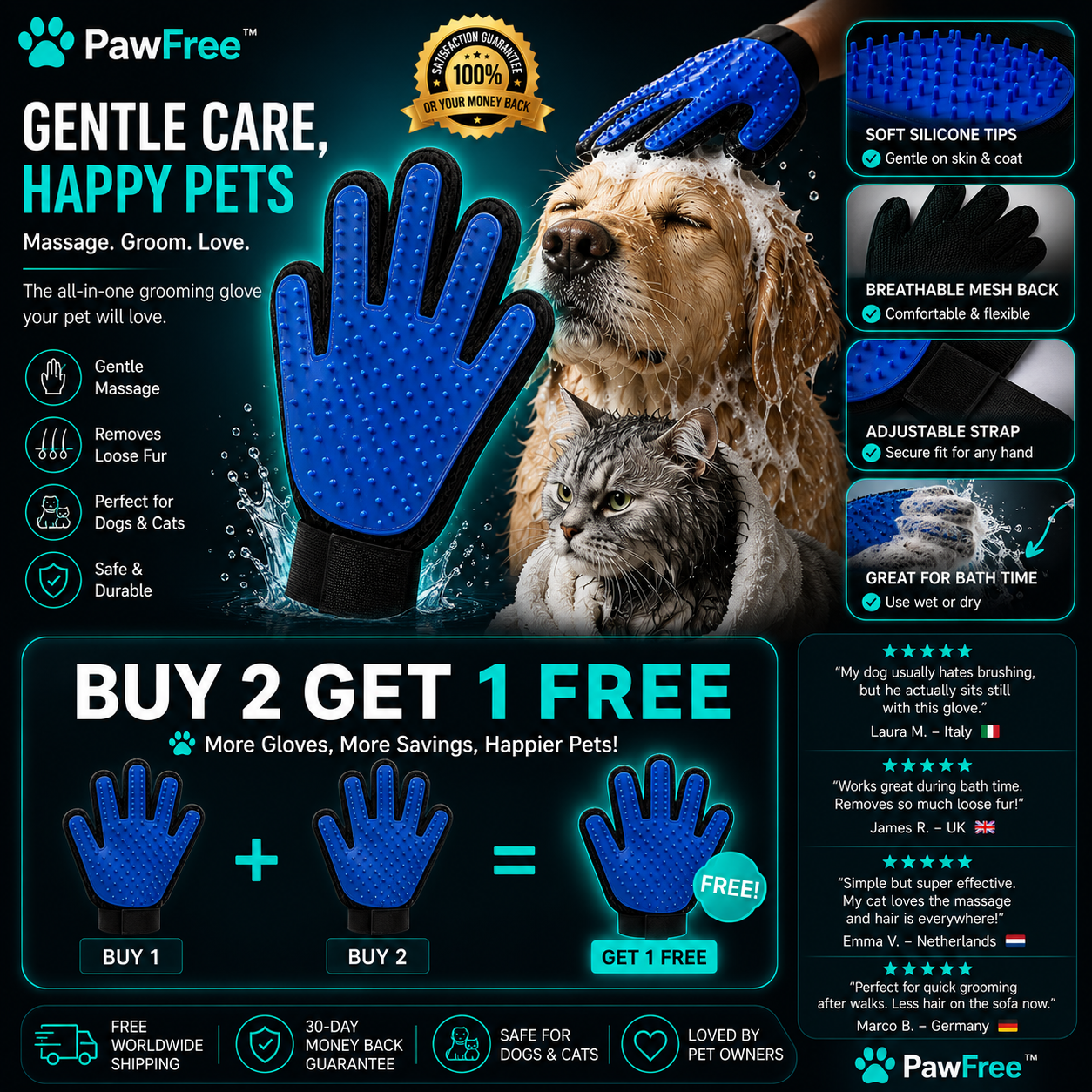 GroomGlove™ Pet Brush
